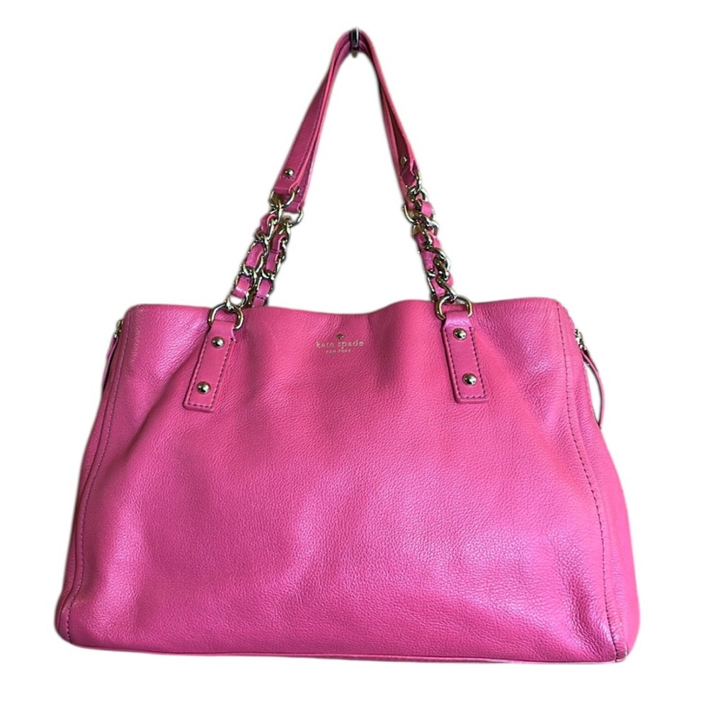 Kate Spade Cobble Hill Andee Fushia Leather Satchel w/ Goldtone Chain Straps